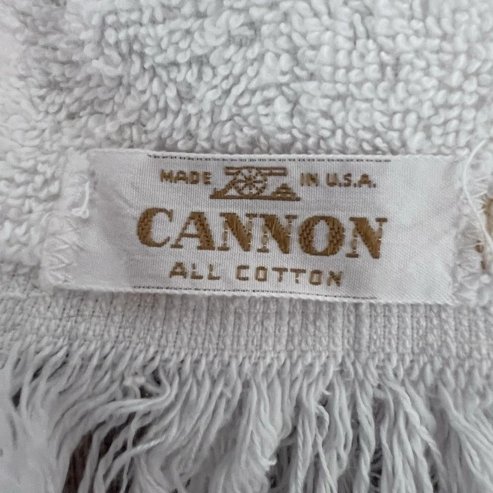 2 vintage Cannon USA made cotton towel pink red roses floral fringe cottagecore